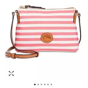 Dooney & Bourke Pink and Brown Crossbody Bag with Leather Trim